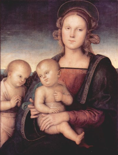 麦当娜与圣施洗约翰 作者 Workshop of Pietro Perugino